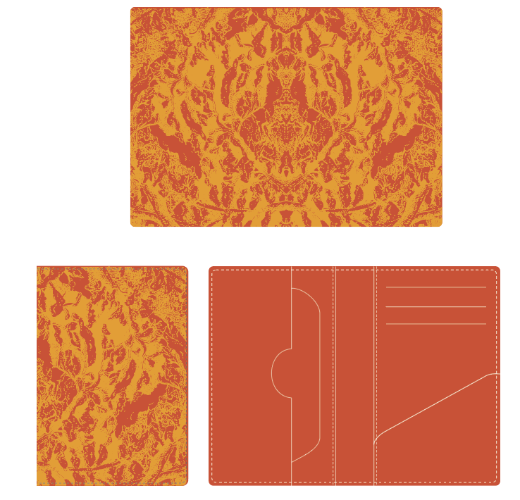 Orange Embroidered Leather Bi-Fold Cardholder
