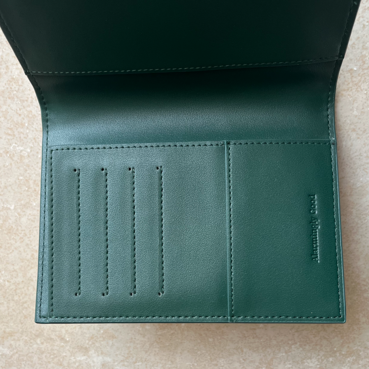 Olive Green Embroidered Leather Passport Holder