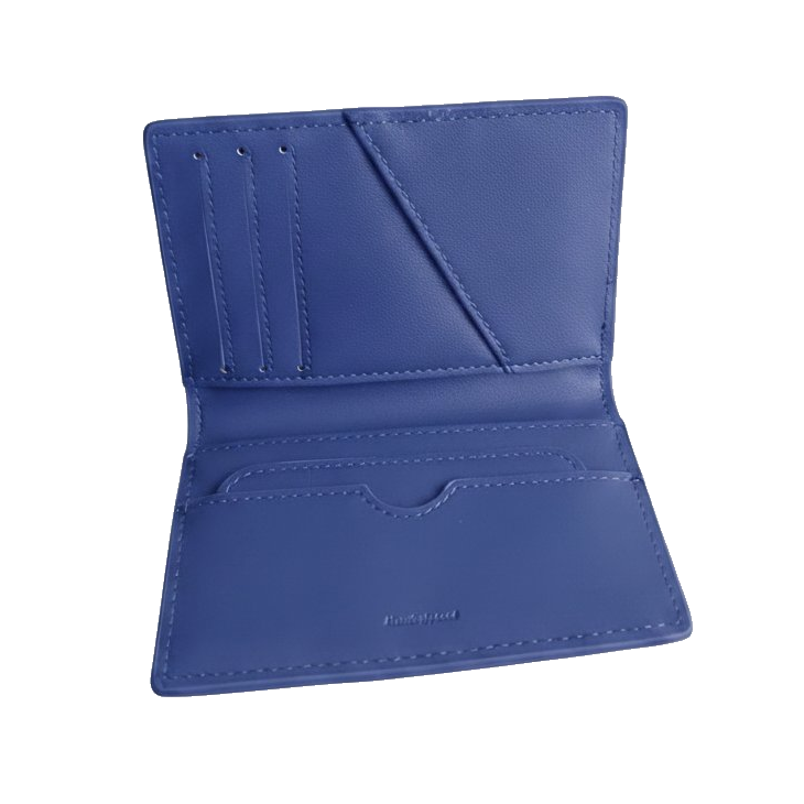 Blue/Blue Embroidered Leather Bi-Fold Cardholder