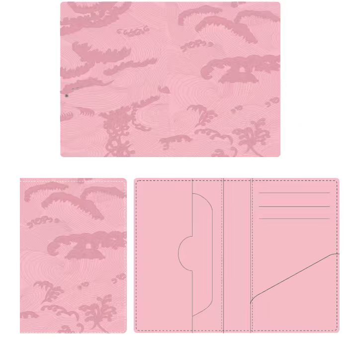 Sakura Pink Embroidered Leather Bi-Fold Cardholder