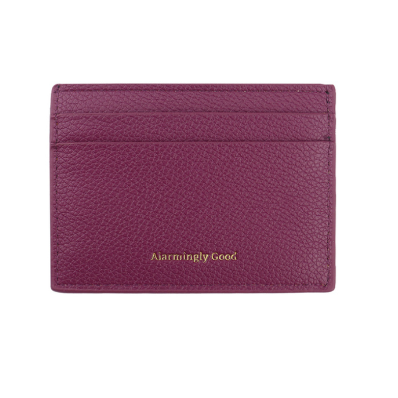 Purple Embroidered Leather Cardholder