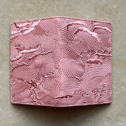 Sakura Pink Embroidered Leather Bi-Fold Cardholder