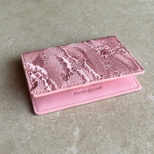 Sakura Pink Embroidered Leather Bi-Fold Cardholder