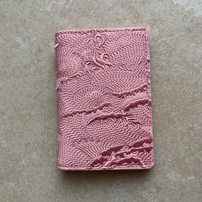 Sakura Pink Embroidered Leather Bi-Fold Cardholder