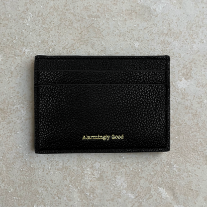 Black Embroidered Leather Cardholder