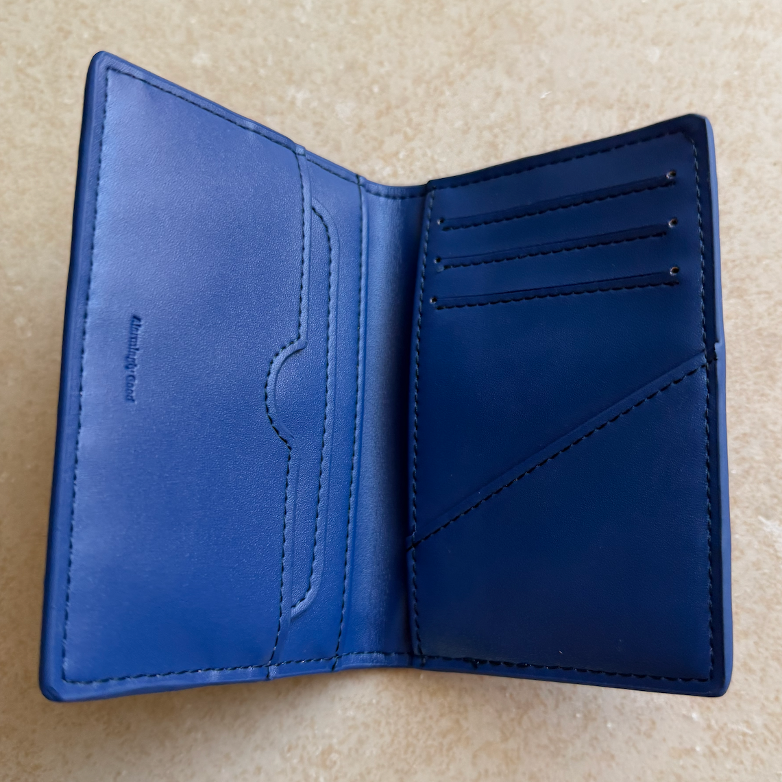 Blue/Blue Embroidered Leather Bi-Fold Cardholder