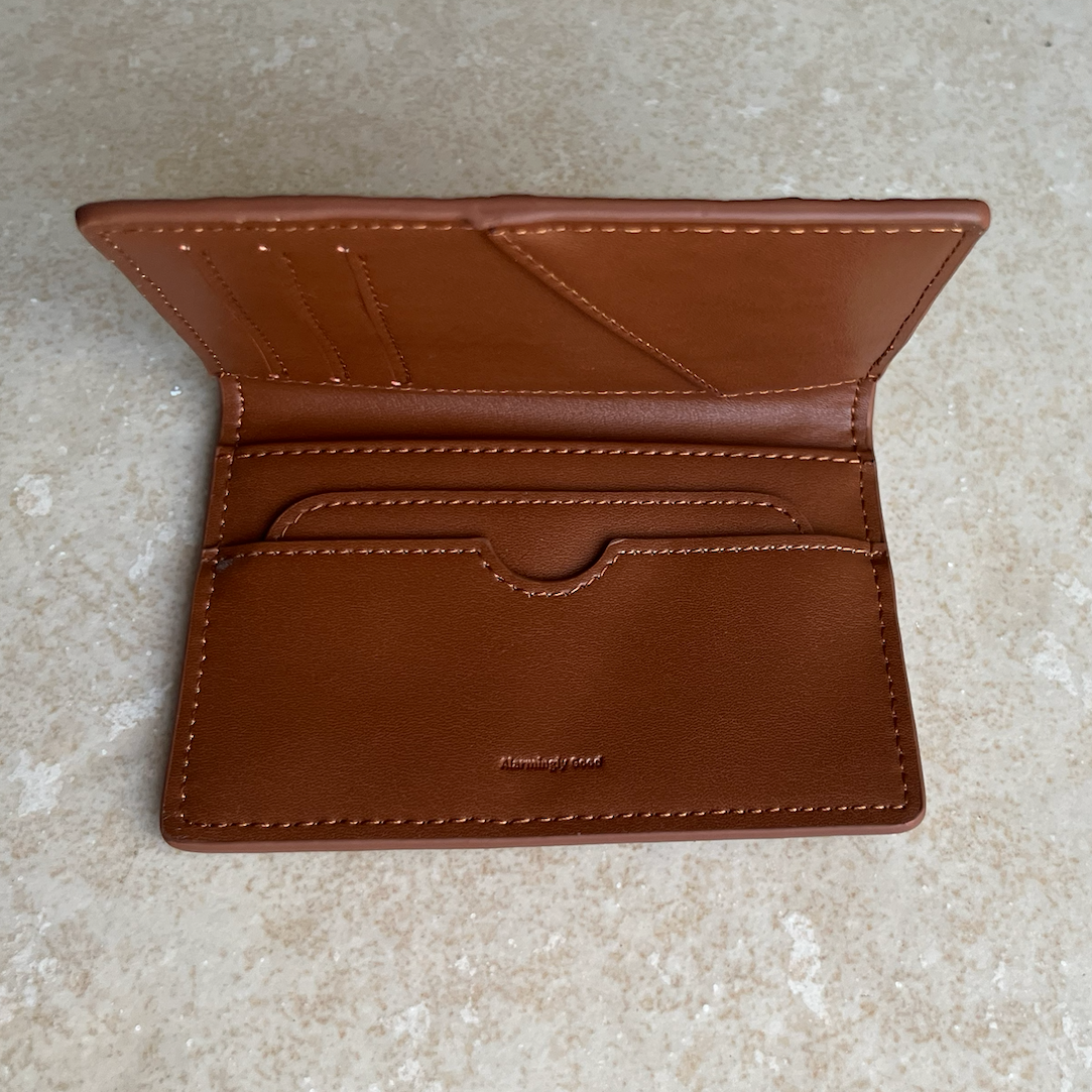 Brown Embroidered Leather Bi-Fold Cardholder
