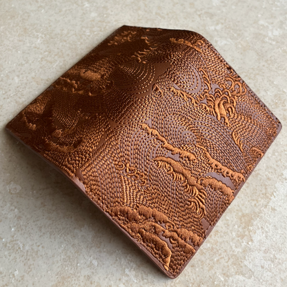 Brown Embroidered Leather Bi-Fold Cardholder