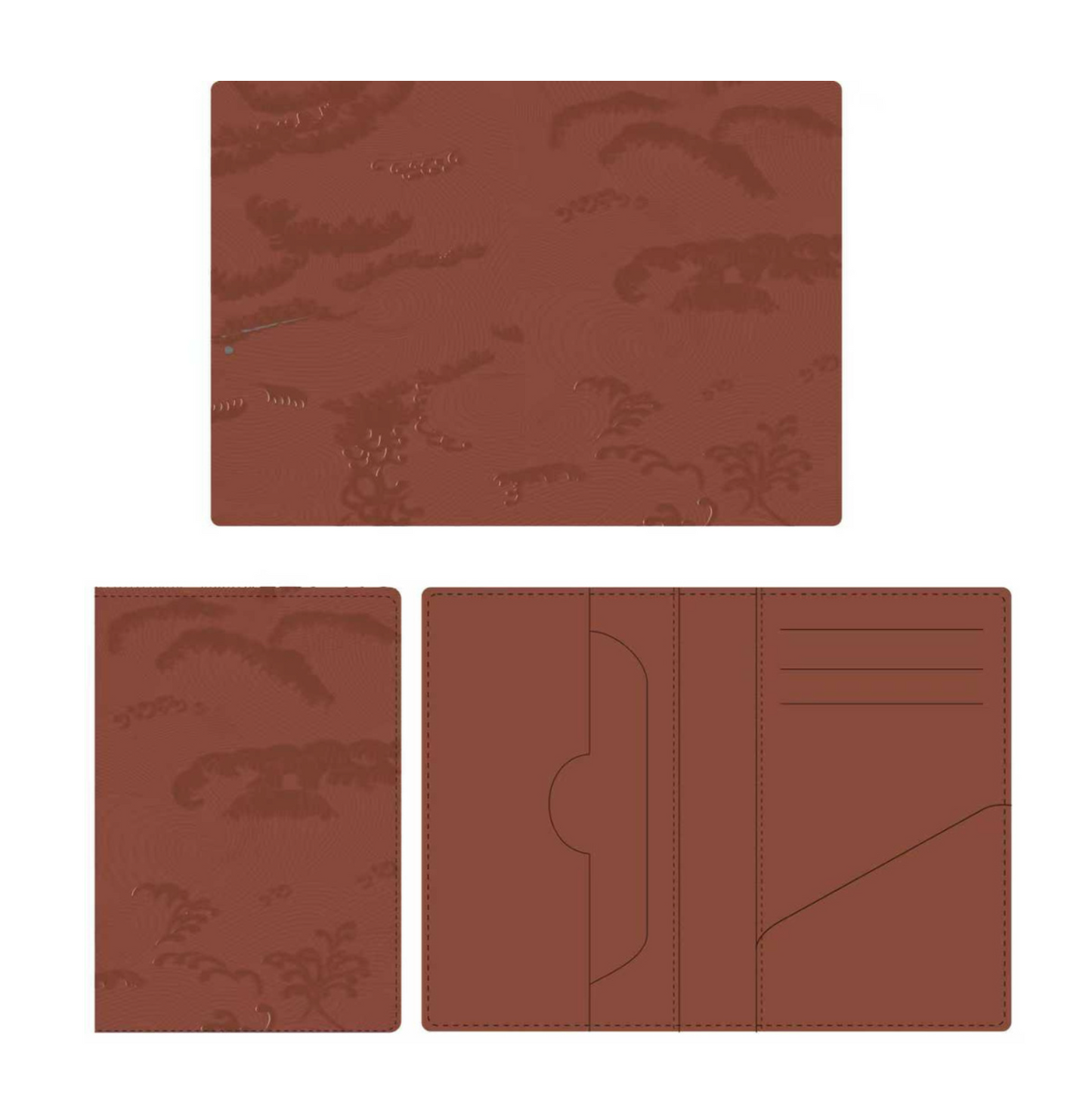 Brown Embroidered Leather Bi-Fold Cardholder