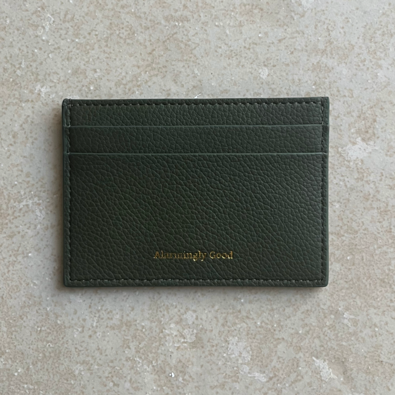 Olive Green Embroidered Leather Cardholder