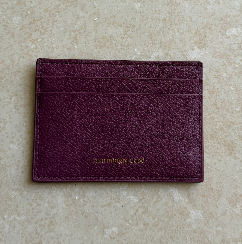 Purple Embroidered Leather Cardholder