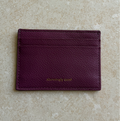 Purple Embroidered Leather Cardholder