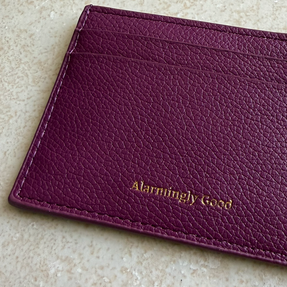Purple Embroidered Leather Cardholder